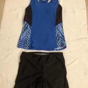 Stylish Blue and Black Women's Swim Set